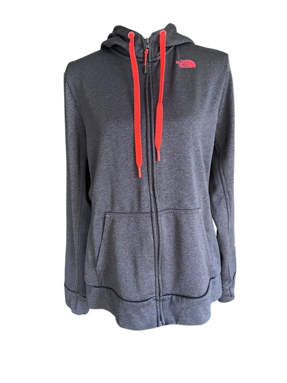 The North Face Women's Charcoal Hoodie with Coral Drawstrings women’s XL